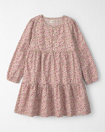 Girls Organic Cotton Dobby Dress Floral