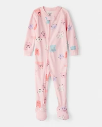 Baby Girl Monster 100% Cotton Snug Fit 2-Way Zip Footie 1-Piece Pyjamas - Pink