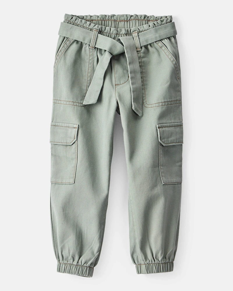 Toddler Girl Cotton Cargo Joggers - Green
