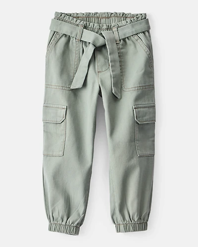 Toddler Girl Cotton Cargo Joggers - Green