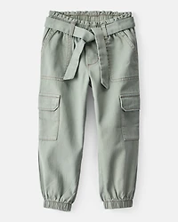 Toddler Girl Cotton Cargo Joggers - Green