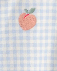 Baby Girl Peach Gingham 2-Way Zip 100% Cotton Sleeper - Blue