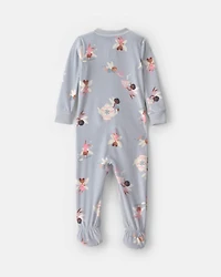Baby Girl 1-Piece Fairies 2-Way Zip DreamPlush Snug Fit Footed Pyjama - Blue