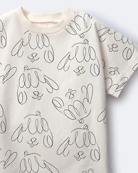 Toddler Dolman Tee Dog Print - Cream