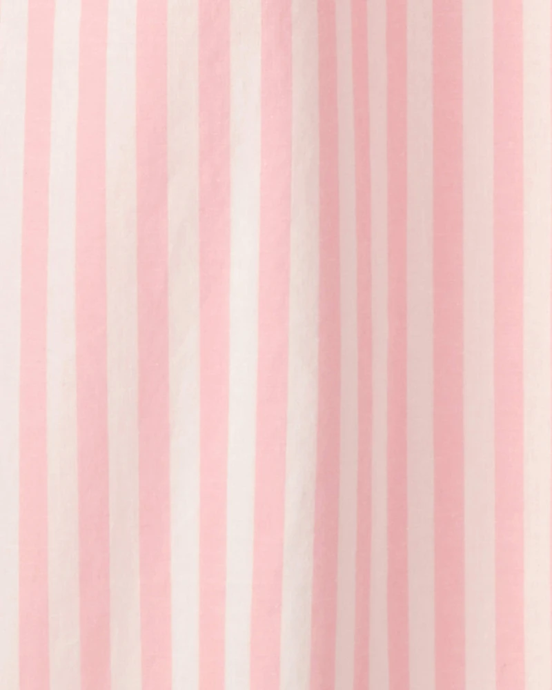Girls Striped Jumpsuit - Pink/Ivory