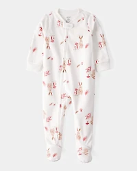 Toddler Girl 1-Piece Bunny Fleece Footie Pyjamas