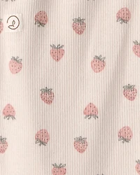 Baby Girl Organic Cotton Ribbed Bodysuit Strawberry Print