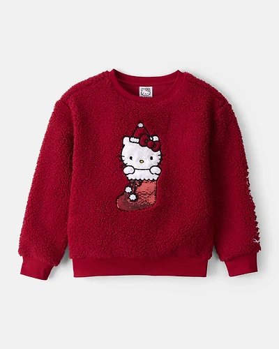 Girls Hello Kitty® Sherpa Pullover Sweatshirt - Red