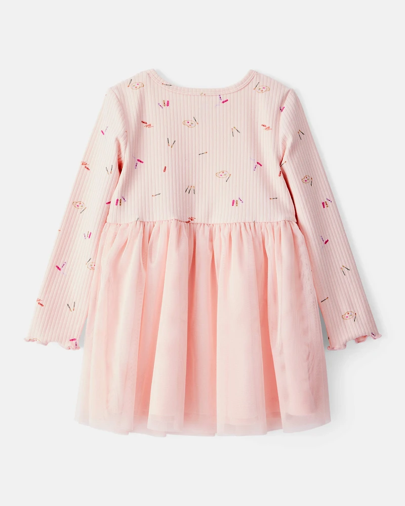 Toddler Girl Floral Print Long-Sleeve Dress - Pink