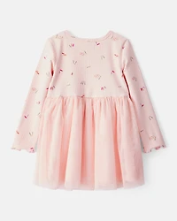 Toddler Girl Floral Print Long-Sleeve Dress - Pink