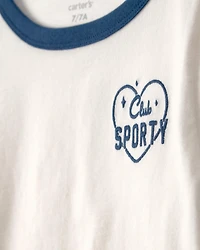 Girls 'Club Sporty' Active Top - White