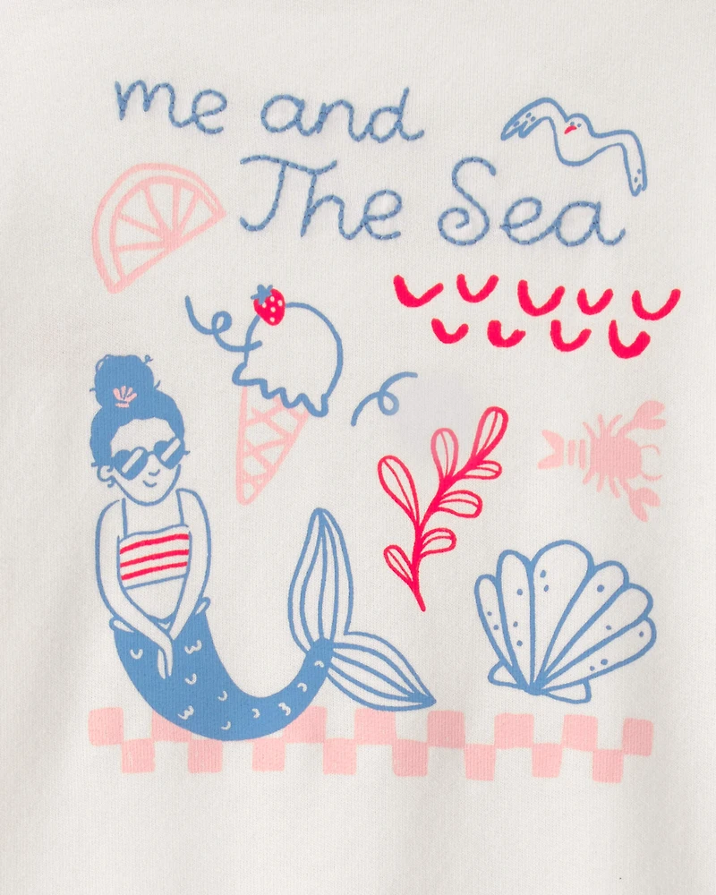 Toddler Girl Mermaid French Terry Pullover Sweatshirt - Ivory