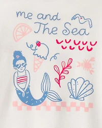 Toddler Girl Mermaid French Terry Pullover Sweatshirt - Ivory