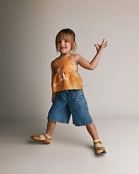 Toddler Girl Wide-Leg Cropped Pant Chambray