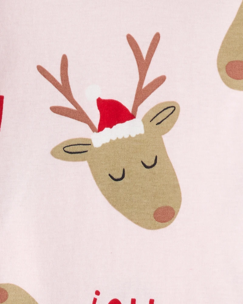 Baby Reindeer Snug Fit 2-Piece Pajamas - Pink