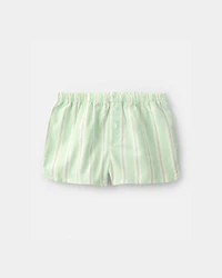 Girls Club Snooze' Flower Short-Sleeve Loose Fit 2-Piece Pyjama Set - Ivory/Green