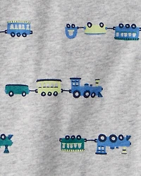 Baby Boy 5-Pack Train Multipack Bodysuits - Green/Blue