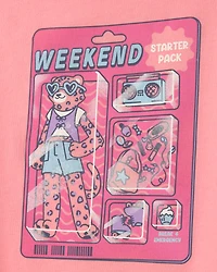Girls 'Weekend Starter Pack' Graphic Tee - Pink