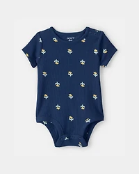 Baby Girl Floral Graphic Bodysuit - Blue