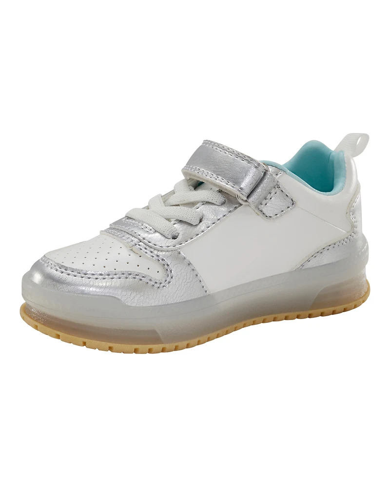 Toddler Light Up Metallic Sneakers - Silver/Aqua