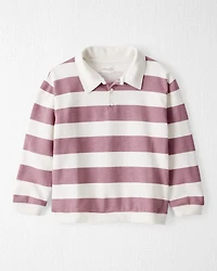 Girls Organic Cotton Henley Top Stripes