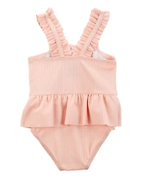 Baby 2-Piece Sun Hat & Ruffle 1-Piece Swimsuit Set