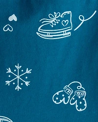 Baby Girl Winter Print Long-Sleeve Peplum Top - Blue