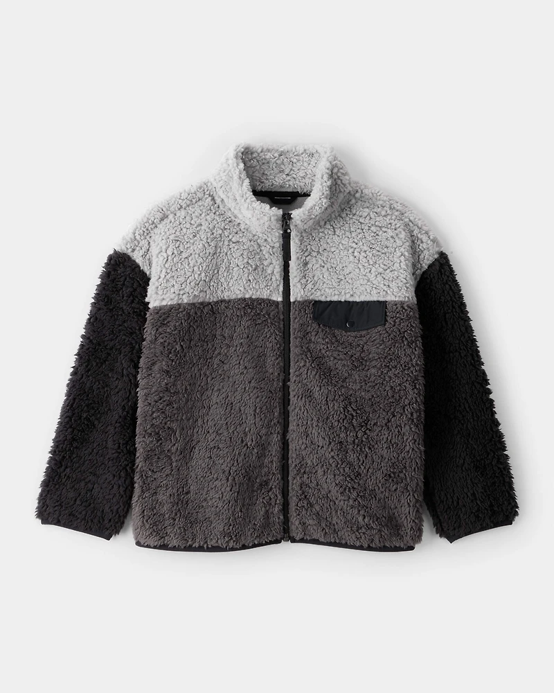Boys Long-Sleeve Zip-Up Jacket - Grey/Black