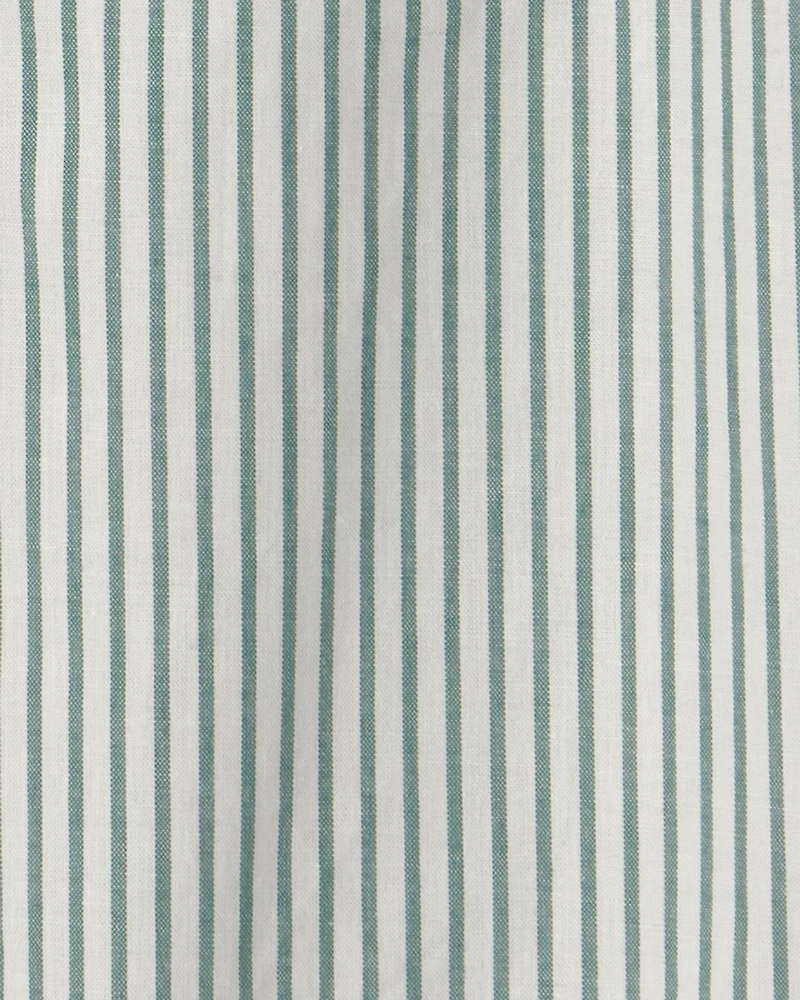 Baby Boy Collared Stripe Short-Sleeve Romper - Green/White
