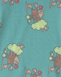 Toddler Boy Tree 100% Cotton Snug Fit 4-Piece Pyjama Set - Green/Cream
