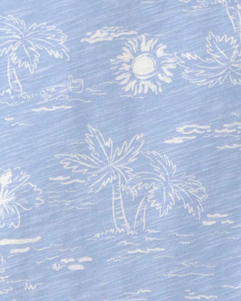 Boys Tropical Scene Pocket Tee - Blue