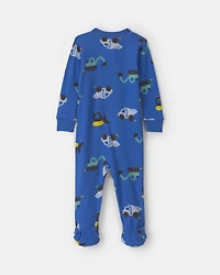 Baby Boy 1-Piece Construction 2-Way Zip 100% Cotton Snug Fit Pyjama - Blue