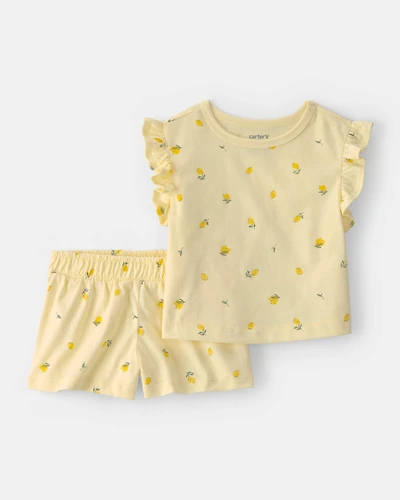 Baby Girl 2-Piece Lemon Top & Short Set - Yellow