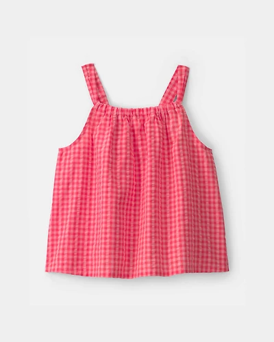 Girls Gingham Tank Top - Red