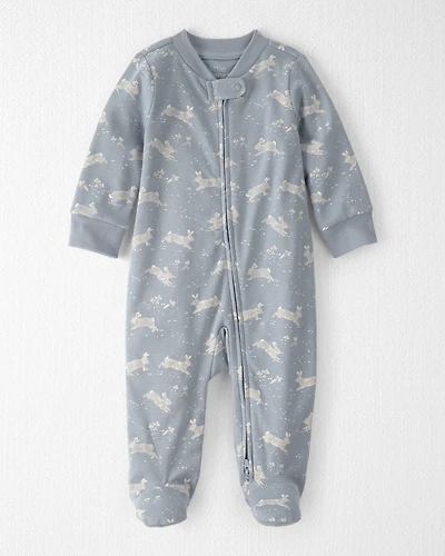 Baby Organic Cotton Sleep & Play Pyjama Blue Bunnies Print