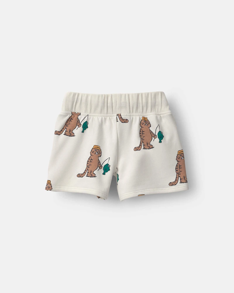 Toddler City Park™ Short Fishing Tiger Print - Cream