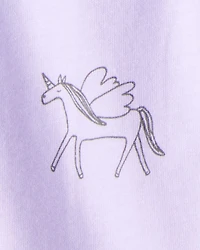 Baby Girl Princess Print Cotton Long-Sleeve Bodysuit & Pant Set - White/Purple