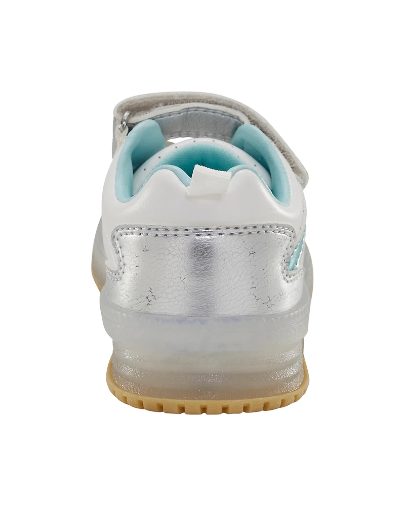 Toddler Light Up Metallic Sneakers - Silver/Aqua