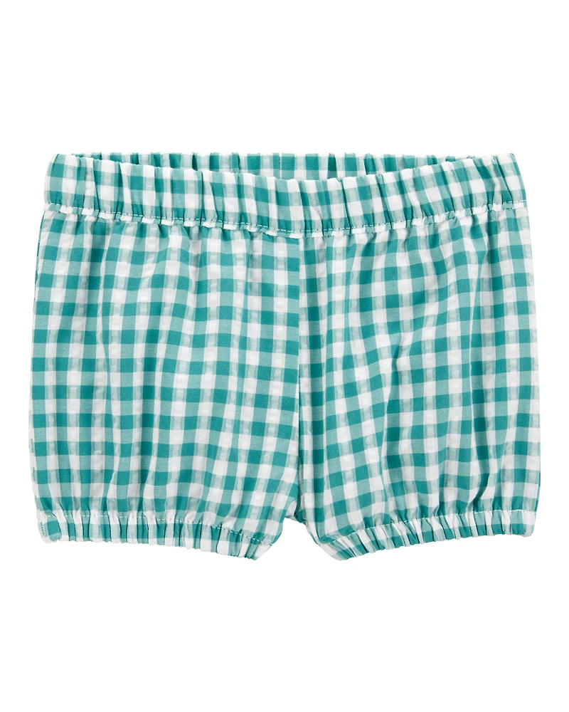 Baby Girl 3-Piece Gingham Outfit Set - Green/Grey