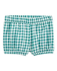 Baby Girl 3-Piece Gingham Outfit Set - Green/Grey