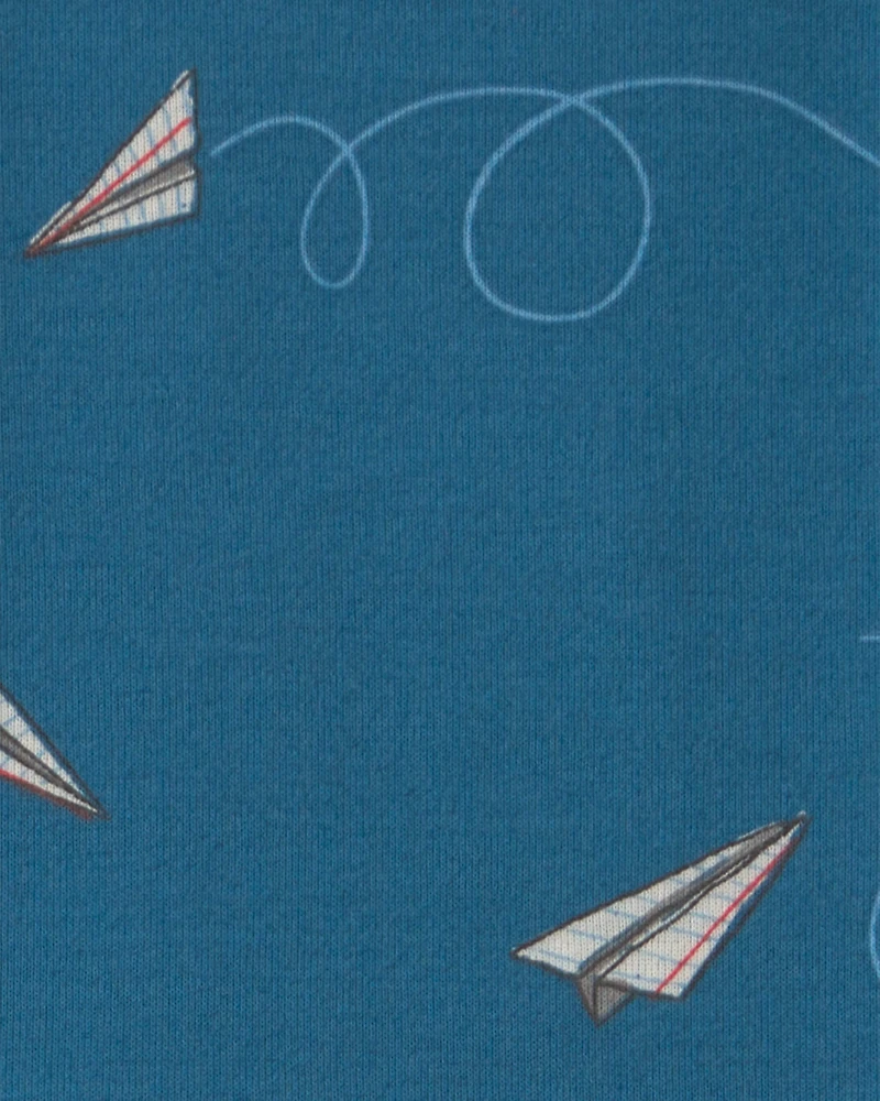 Toddler Boy Paper Airplane 100% Cotton 2-Piece Pyjama Set - Navy Blue