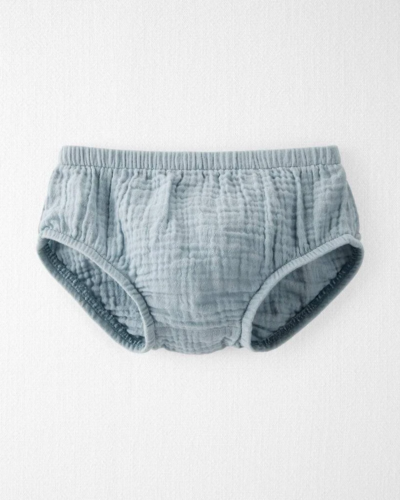 Baby Organic Cotton Gauze Dress Blue