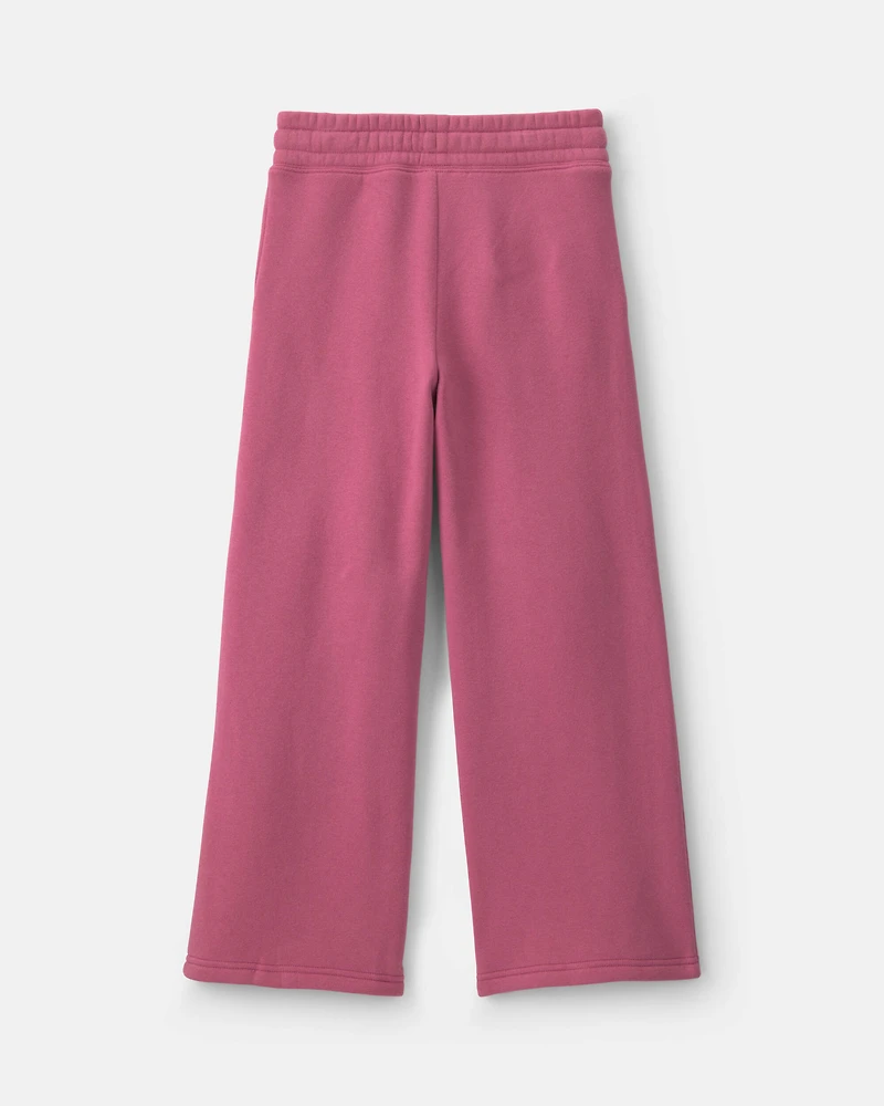 Girls Fleece Wide-Leg Active Pants - Pink