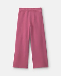 Girls Fleece Wide-Leg Active Pants - Pink