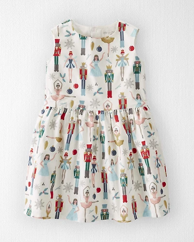 Toddler Girl Organic Cotton Dress Nutcracker Print