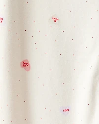 Baby Girl Valentine's Day Candy Heart 100% Cotton Snug Fit 2-Way Zip Sleeper - White