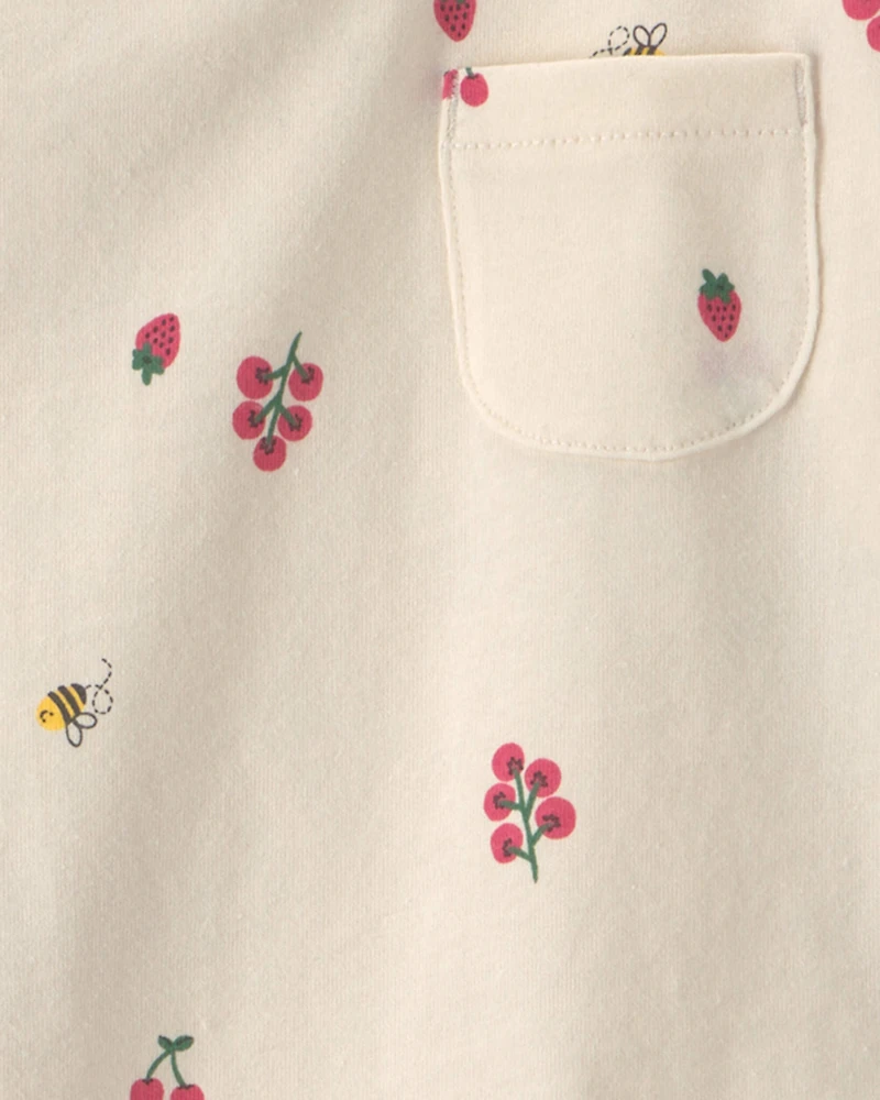Toddler Girl Floral Short-Sleeve Top – Cream