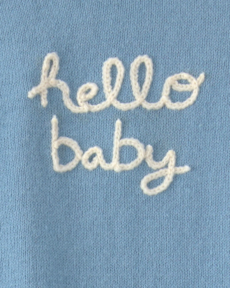 Baby Boy 2-Piece 'Hello Baby' Long-Sleeve Top & Pant Set - Blue