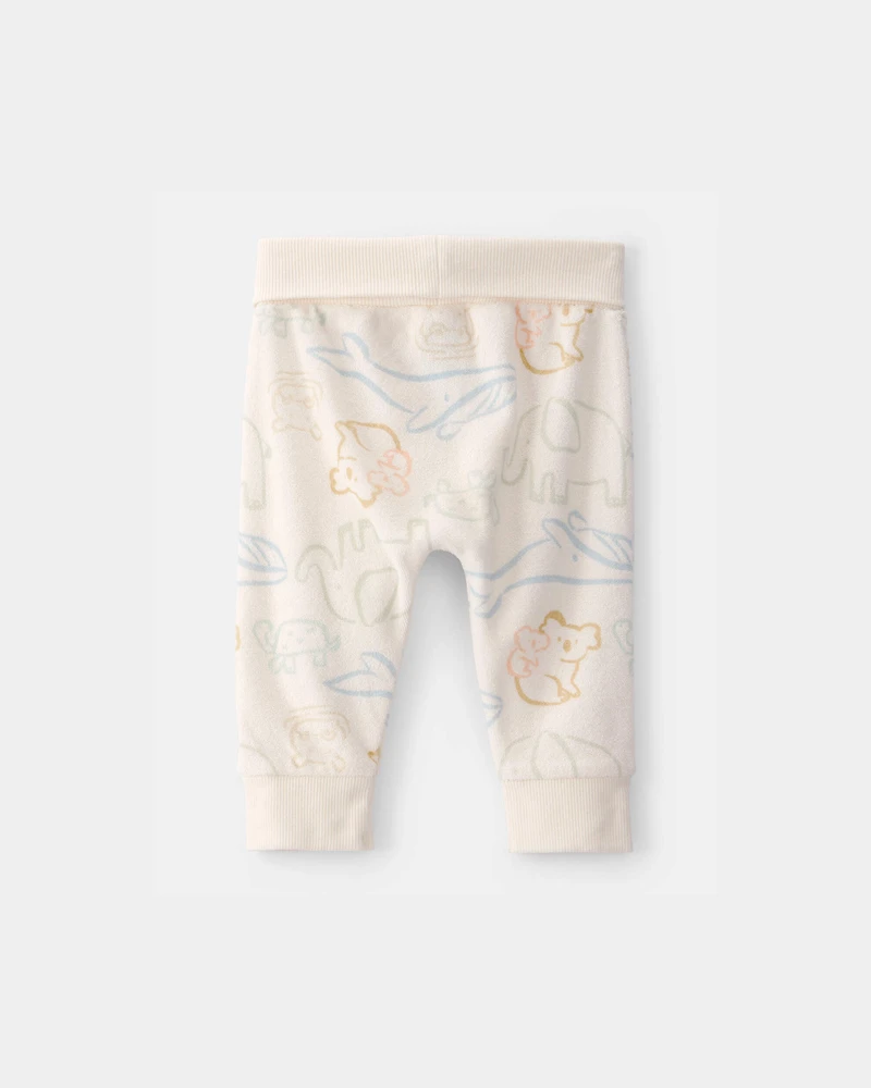 Baby Animal Friends Terry Pants - Cream