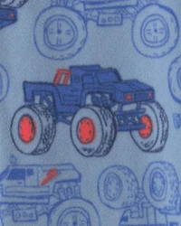 Boys Monster Truck Fleece Loose Fit 1-Piece Pyjama - Blue